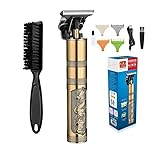 WMARK Dragon Men's Cordless Detail Hair Trimmer, 8000RPM Motor Clipper – Zinc Alloy Metal Body, T-Cut Blade, USB Charging, 800mAh Battery, 4 Guide Combs, with 14cm Long Barbers Beard/Cleaning Brush