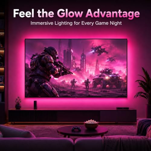 Image of MORIACC LED Lights for TV, 16.4ft TV LED Backlight for 45-75 Inch TVs, Strip Lights with Music Sync, Bluetooth APP and Remote Control, USB Powered for Bedroom Gaming Home Decor
