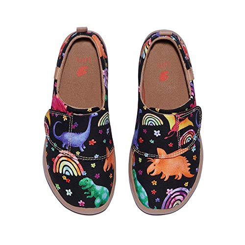 Uin Kid's Art Casual Slip-On Canvas Loafers Boys Girls Shoes Fashion Sneaker Funny Painted Travel Shoes Dinosaurs Wonderland (1Y) #TOP19