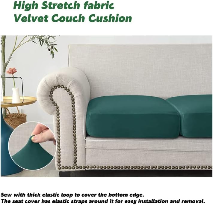 Miniatura 4 de Rosygulls Funda de terciopelo para sofá separada, fundas de sofá para sofá de 2 cojines, súper elásticas, resistentes al desgaste, protector de