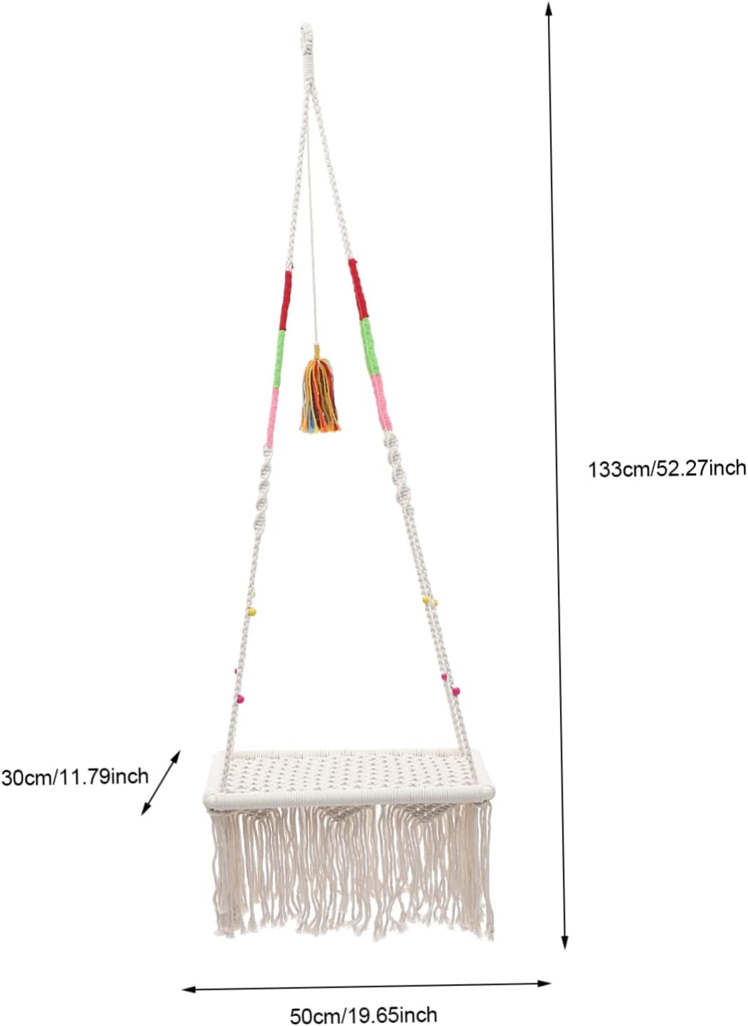 Toyvian Rope Swing Hammock Macrame Cat Bed Hanging Cozy Kitten Nest Indoor Boho Style Comfortable Resting Place and Easy to Clean