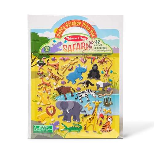 Melissa & Doug Libro Adesivi Attacca e Stacca - Stickers Riutilizzabili Tema Safari, Idea regalo per Bambini, 4+ anni - Certificati FSC