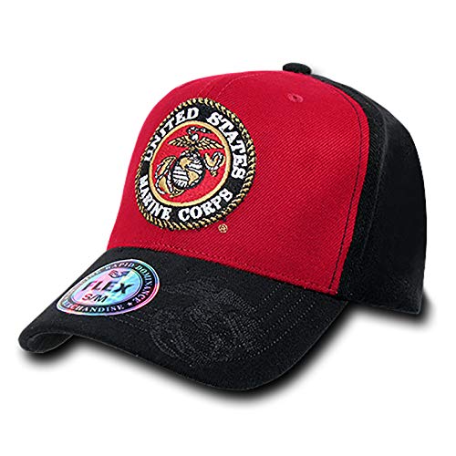 United States Marine Corps USMC US Marines Flex Baseball Fitted Cap Hat S/M L/XL (S_M) Cardinal