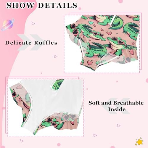 Girls One Piece Swimsuits Long Sleeve Swimsuit Zipper Bathing Suits Alligator Crocodiles Pink4