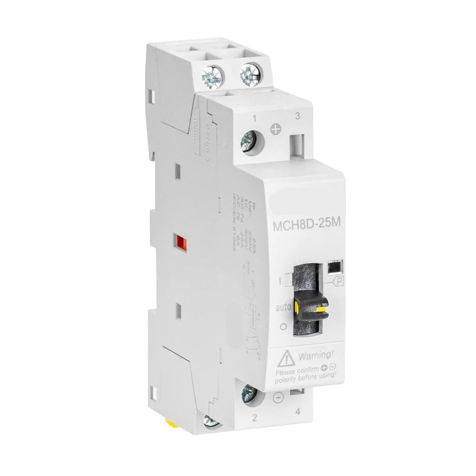 Contactor Modular de CC for Uso doméstico, 2P, 25A, 12 V CC, 50/60 Hz, con Interruptor de Control Manual, for Carril DIN, MCH8D-25M(1no 1nc)