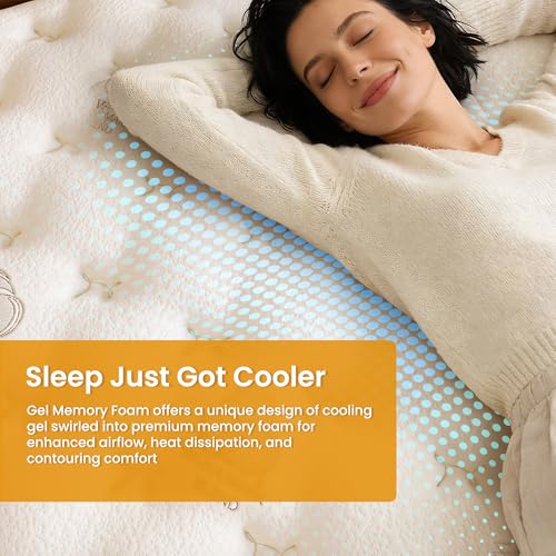Image of TXO 12 Inch Cashmere Hybrid King Mattress in a Box, Dual-Sided Medium Firm & Firm, Cooling Gel Memory Foam Mattress, Pocket Springs for Motion Isolation, Pressure Relief, CertiPUR-US Certified