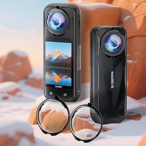 Image of ADOFYS Insta 360 x5 Accessories Silicon Protective lense Cap Screen Protectors and Lens Guards, Bundle Include 1pc Silicone Cap+2pcs Screen Protectors+2pc Lens Guards