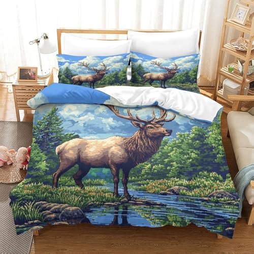 Housse de Couette Éléphant Fleurs 3D infroissable en microfibre douce avec zip