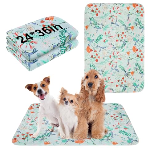 Image of BEAUTYZOO Reusable Puppy Pads,Washable Pee Pads for Dogs,Non Slip Wee Wee Pad for Potty Training,Thick Heavy Absorbent Underpads for Playpen,Bed,Sofa,Crate,Whelping,Travel & Outdoor Spring, 24 inch x 36 inch