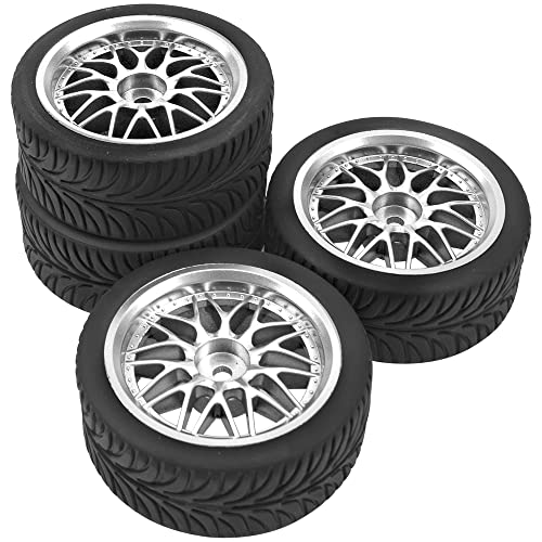 HIRCQOO OD 2.55' Rubber Tires & Plastic Wheel Rims 12mm Hex Hub Compatible with HSP Tamiya HPI...