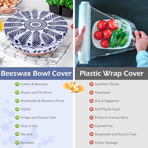 5Pcs Reusable Beeswax Elastic Bowl Covers for Bread Proofing and Food Cover - image 7