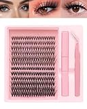 HUVZOR Kit de Extensiones Pestañas Individuales Bond y Seal, Pestañas Postizas Naturales Pelo a Pelo un Look Voluminoso y Duradero - Fácil Aplicación DIY Adhesivo Incluido un Estilo Profesional Casa