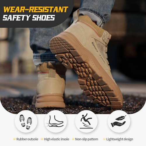 Gusayex Steel Toe Shoes For Men Indestructible Safety Shoes Lightweight Work Shoes For Men Non Slip Steel Toe Sneakers Comfortable Industry Construction Steel Toe Work Shoes Fashionable Safety Boots, thumb #3