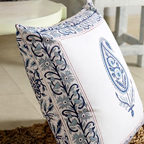 Image of Ravaiyaa - Attitude is everything Cotton Hand Block Printed Soft Cushion Cover Pillow Case 16 inch Square Cushion Sham Set of 2 Piece