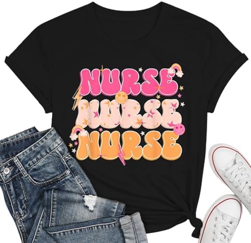 Nurse Shirt for Women - School Nurse Short Sleeve Tee Tops, Cute ...