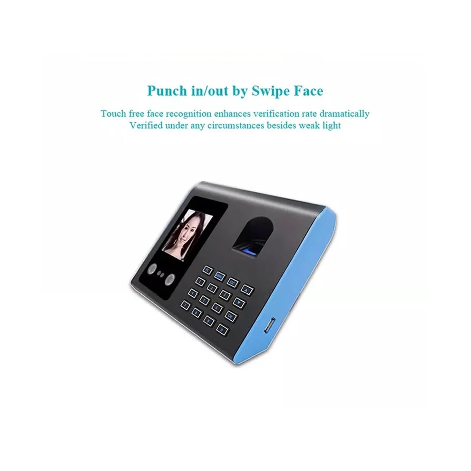 Orologio marcatempo, Macchina di rilevazione presenze con riconoscimento facciale, LCD TFT, biometrico tramite impronte digitali, registratore dei dipendenti per piccole imprese