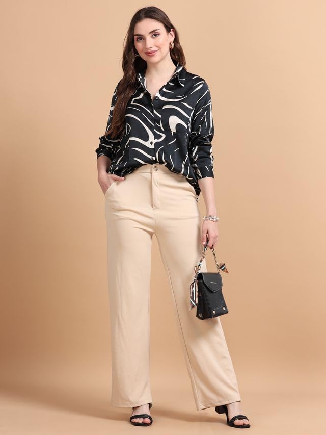 Image of Glam & Chique Women's Abstract Printed Button-Down Shirt XS-2XL