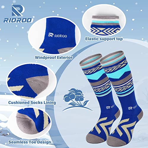 RIOROO 2 Paar Unisex Skisocken Kinder Hoche Leistungs Dicke VerstäRkte SkistrüMpfe, Active Jungen MäDchen Thermo Winter Snowboarding Atmungsaktive Socken mit OTC Design/Anti-Rutsch-Bündchen – Bild 3