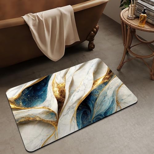 Image of FIGMENT 3D Anti-Slip Water Absorbent Bathroom Mat | Quick Dry Rectangular Bath Mat for Home, Kitchen Doorway, Office & Entryway Use | Soft, Odour-Free & Easy Clean Floor Mat (60x40 cm)