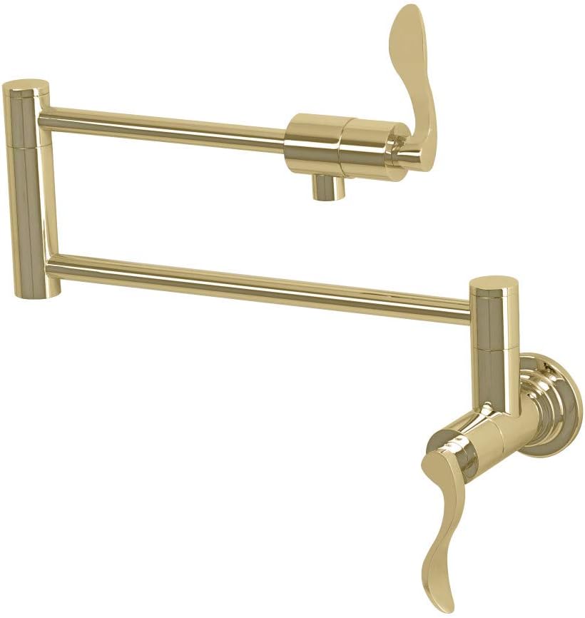Kingston Brass KS4102DFL NuWave Wall Mount Pot Filler, Polished Brass
