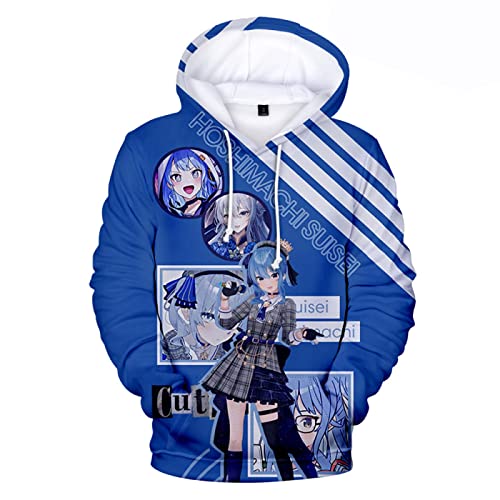 GUANGTAO Hoshimachi Suisei Sweatshirt 3D Druck Comic Cartoon Pullover, Herren Damen Frühling Herbst Lazy Windjacke Fleece Langarm Pullover Sportbekleidung Übergröße Cover