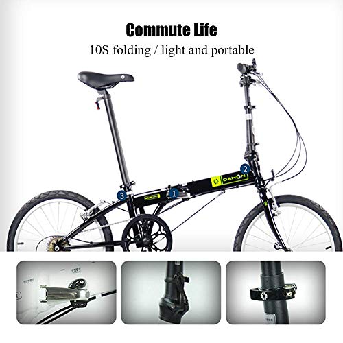 Xiaoyue Vélos pliants, Adultes 20" 6 Vitesse Variable Vitesse Pliable vélo, siège réglable, Ville Pliant Portable léger vélo Vélo, Blanc lalay - Image 5