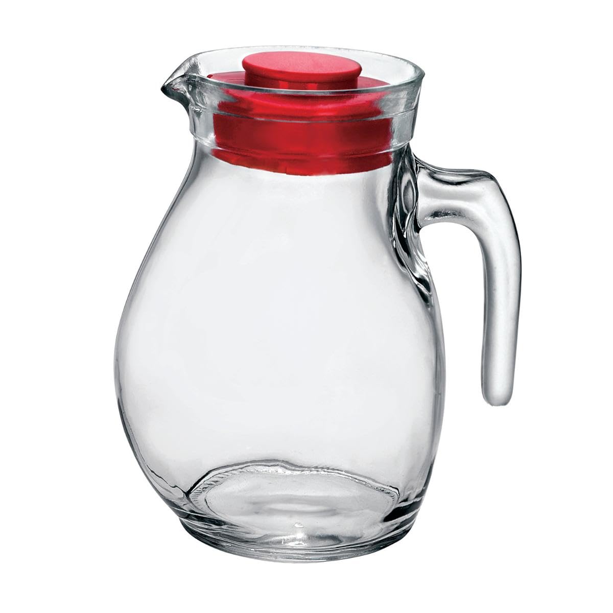 Bormioli Rocco Kitchen Accessories Pitcher Table Jug in Glass 144 cl with Red Lid