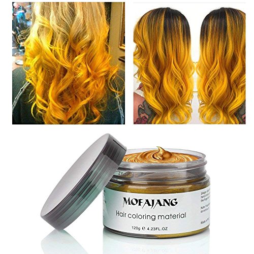 Nykkola 2023 Hair Wax Dye Styling Cream Mud, Natural Hairstyle Color Pomade, Washable Temporary Modeling Diy Hair Color Dyes, Party Cosplay (Gold) #TOP6