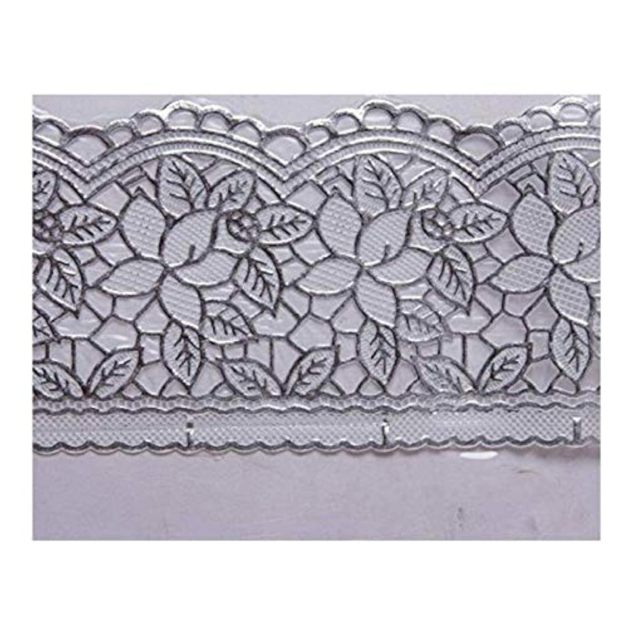 3D Self Design Silver Lace Table Cover, 54 x 78