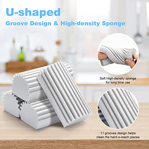 Damp Clean Duster, 4 Pack Magic Sponge Eraser For Household Cleaning, Reusable Dusters Cleaning Supplies For Housekeeping, Dish, Blinds, Glass, Baseboards, Vents, Window Track Grooves And Faucets #TOP1
