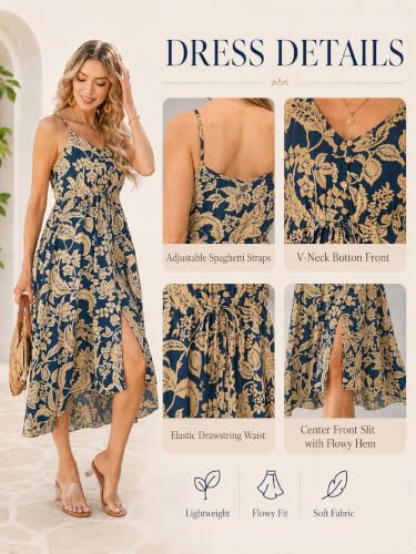 Image of BROVAVE Women's 2026 Summer Casual Boho Sundress Spaghetti Strap Midi Dress