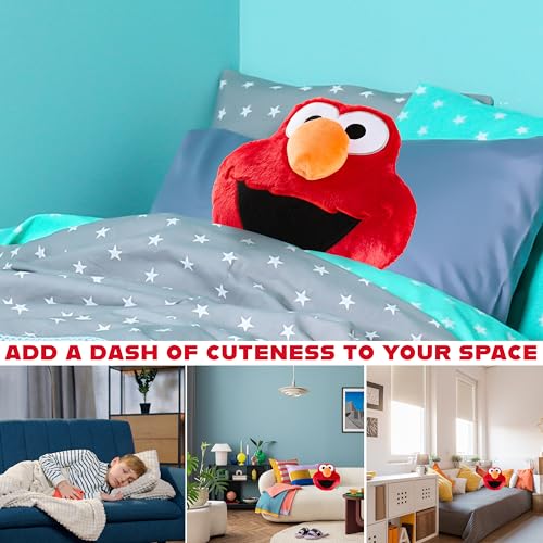 Image of Sesame Street Elmo Plush Cushion Pillow, Soft Plush Throw Pillow Cushion Bedroom Decor Cuddle Plushies, Gifts for Girls, Teens, Women (Red Elmo, L12.4 x W12.2)