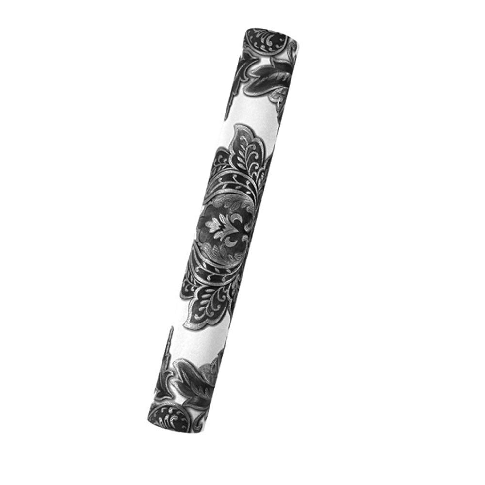 QIHANG Modern European Style PVC 3D Damask Wallpaper for Living Room Tv/Bar Black&White 1.73' W x 32.8' L