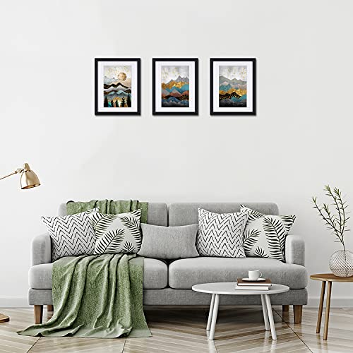 Minimalist Framed Wall Art Decor, Abstract Mountain Pictures Canvas Wall Art With Black Frame 3 Pieces Canvas Prints Wall Paintings Modern Artwork For Living Room-E #TOP4