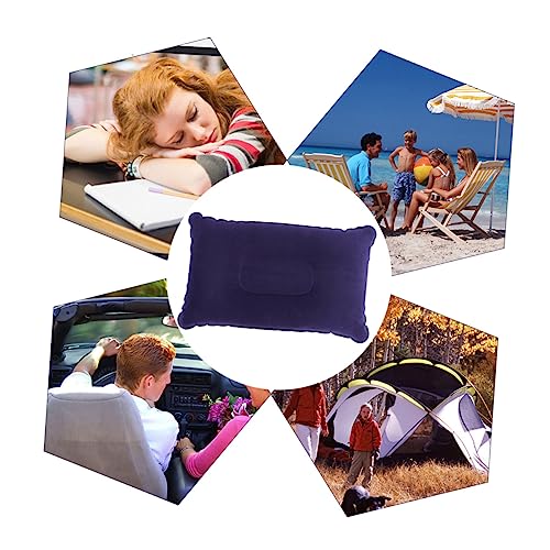 Gogogmee 2pcs Inflatable Pillow for Neck Camping Travel Portable PVC Flocking Cushion