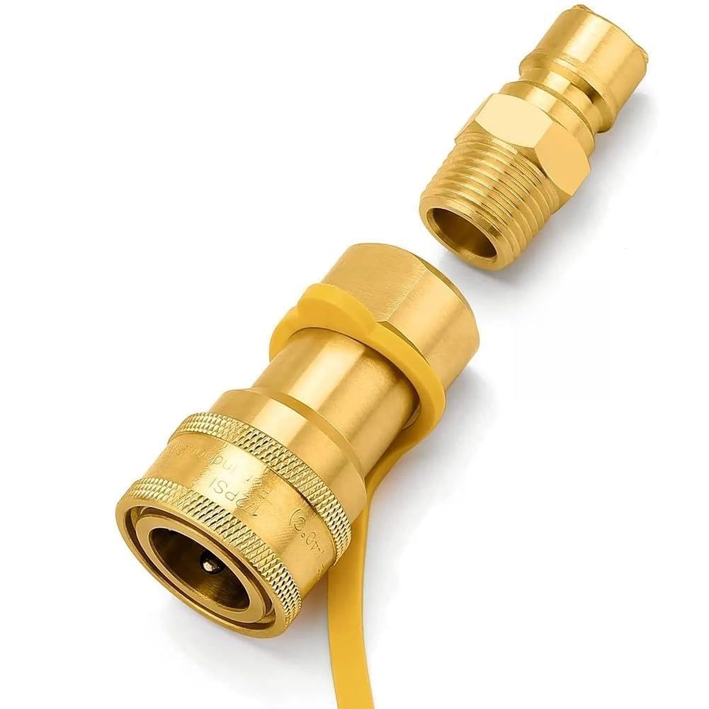 Raccordo a innesto rapido per gas LP da 30,5 cm, in ottone, filettatura femmina x scollegamento svasato con valvola di intercettazione RV Grill Riscaldatore