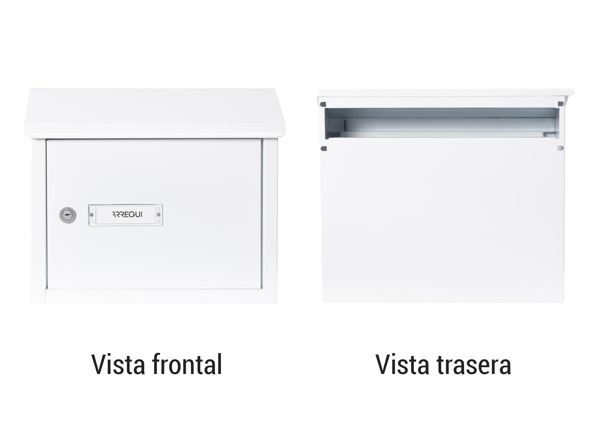 ARREGUI V4061 Buzón Recogecartas Maxi de Aluminio para Puertas o Verjas en el Interior, Boca Recogecartas de 33x4 cm, Tamaño M (Correo DIN A4 y Revista), Anticorrosivo, Blanco