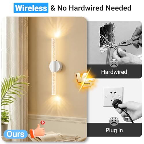 Image of VerRon Peel and Stick Rechargeable Magnetic Wireless Wall Sconces Set of 2