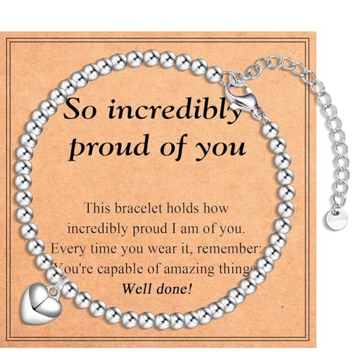 EYQV Congratulations Gifts for Women Girls Heart Charm Bracelet Exam Result Gifts Well Done Proud of You Gift Good Luck Gift for Women