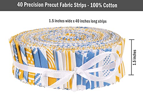 Jelly roll coton bleu à rayures pour des couvertures de patchwork uniques - 7
