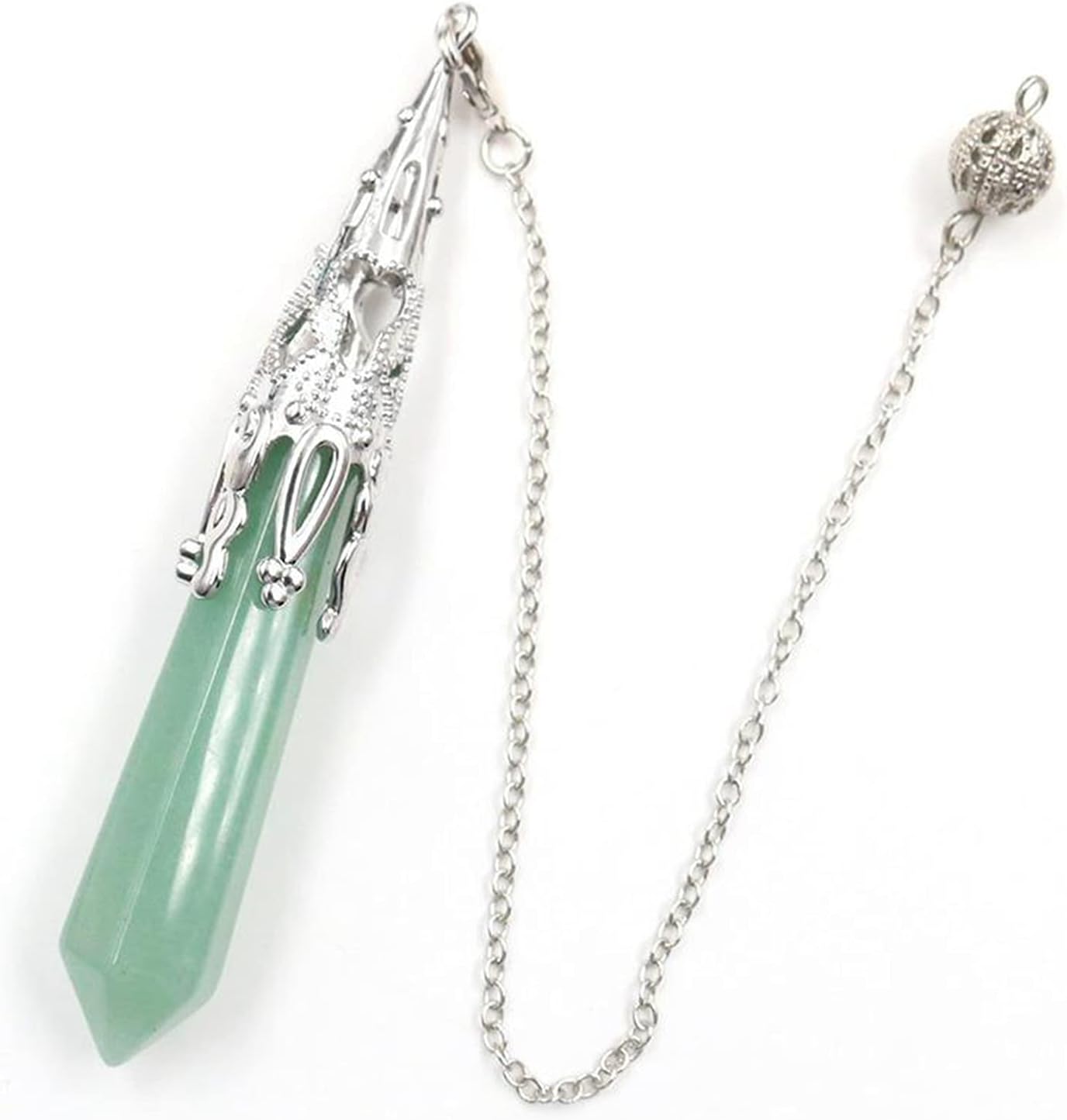 Crystal Necklace Healing Crystal Stone Pendant Necklace Natural Reiki Gemstone Hexagonal Pendulum Chakra Chain for Divination Meditation Dowsing Scrying Crystal Point Pendant for Women Men