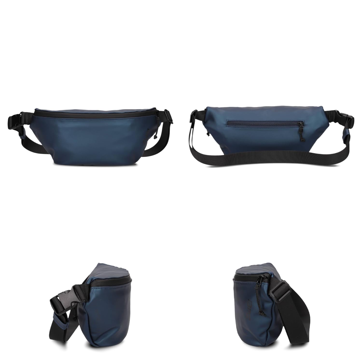 Zwei Unisex Bauchtasche Cargo CAH55 Gürteltasche 2 Liter (34 x 15 cm) wasserfestes, strapazierfähiges Hydroflex, Damen Herren Crossbody Bag mit verstellbarem Gurt mit Klickverschluss (metallic-Blue)