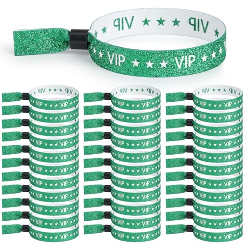 Tigeen 100 Pcs VIP Wristbands Cloth for Events Party, Green