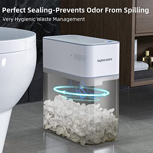 Mopall Small Bathroom Trash Cans With Lids,Motion Sensor Bathroom Trash Can,Narrow Waterproof Plastic 3.5 Gallon Automatic Adsorption Touchless Garbage Can,White thumb #4