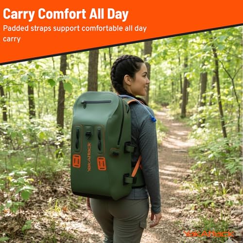 Mochila impermeable YakAttack 28L DryPak - Verde/Naranja - 10" x 22" x 12" miniatura 6