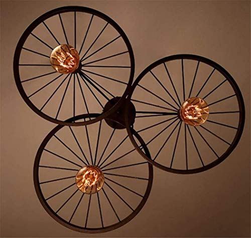 Lámpara colgante de rueda industrial steampunk con 3 luces para iluminación de techo 7
