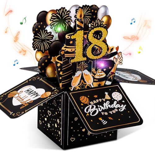 joyoldelf Tarjeta Felicitacion Cumpleaños 18 Años  Tarjetas de Cumpleaños Pop Up Original, Tarjeta Cumpleaños 3D, Regalo Aniversario Divertidos Para Hombre Mujer Amigo Novio Novia Padre