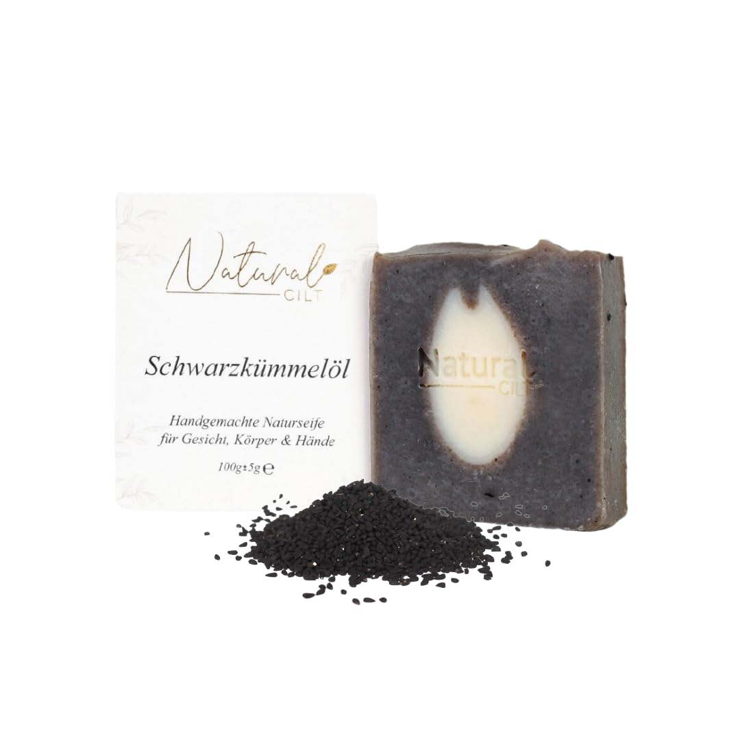 Natural Cilt Schwarzkümmelöl Seife - 100% Naturseife - ohne bedenkliche Inhaltsstoffe - Zertifiziert - Handgemacht - Duschseife für alle Hauttypen - Duschgel - Naturkosmetik