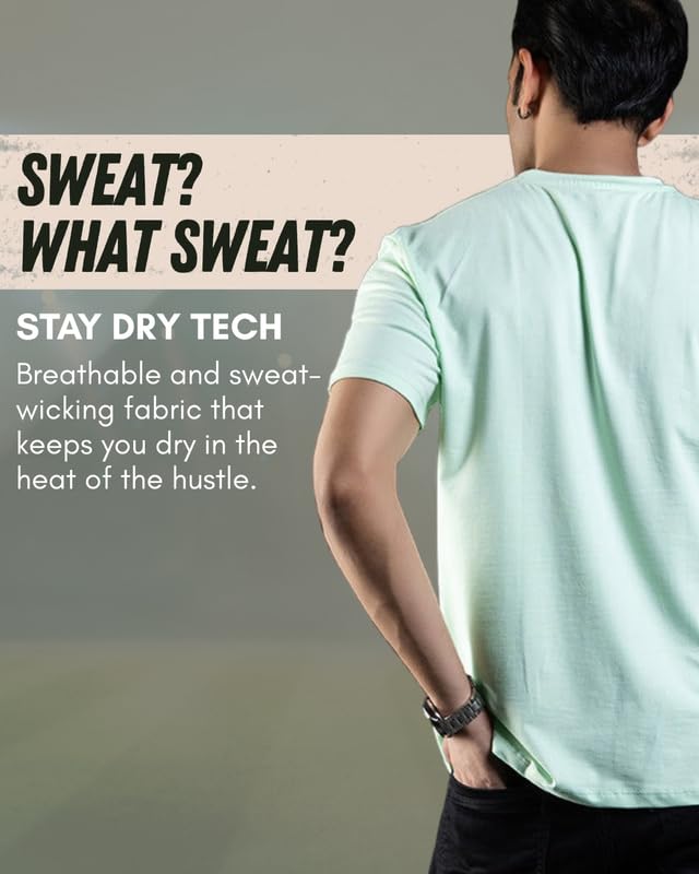 Image of Ghumakkad Cotton Blend Half Sleeve Round Neck Sports T Shirt for Men