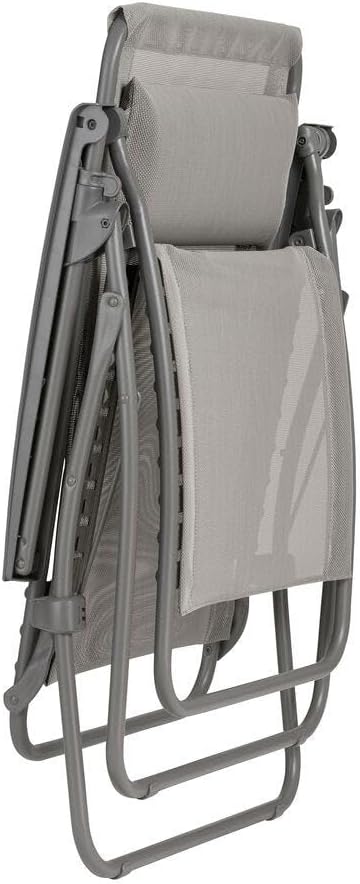 Lafuma R Clip Compact Foldable Portable Zero Gravity Relaxation Garden Patio Beach Chair Recliner with Removable Adjustable Headrest, Terre Gray